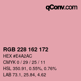 カラーコード: RGB 228 162 172 | qconv.com