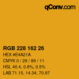 Color code: RGB 228 162 26 | qconv.com