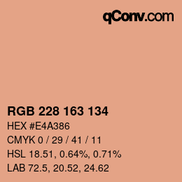 Color code: RGB 228 163 134 | qconv.com