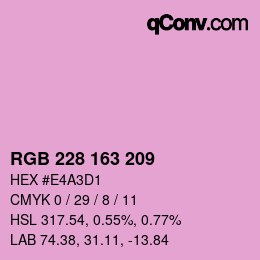 カラーコード: RGB 228 163 209 | qconv.com