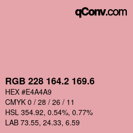カラーコード: RGB 228 164.2 169.6 | qconv.com