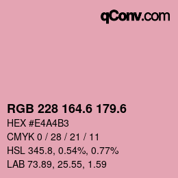 カラーコード: RGB 228 164.6 179.6 | qconv.com