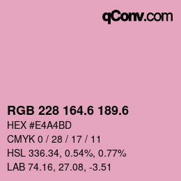 カラーコード: RGB 228 164.6 189.6 | qconv.com