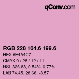 カラーコード: RGB 228 164.6 199.6 | qconv.com