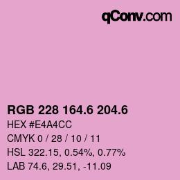 カラーコード: RGB 228 164.6 204.6 | qconv.com