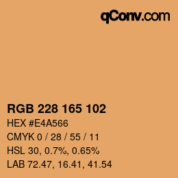 Color code: RGB 228 165 102 | qconv.com