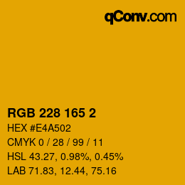 Color code: RGB 228 165 2 | qconv.com