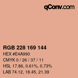 颜色代码: RGB 228 169 144 | qconv.com