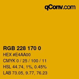 Color code: RGB 228 170 0 | qconv.com