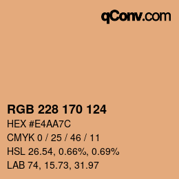 Color code: RGB 228 170 124 | qconv.com