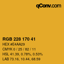 Color code: RGB 228 170 41 | qconv.com