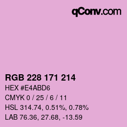 カラーコード: RGB 228 171 214 | qconv.com