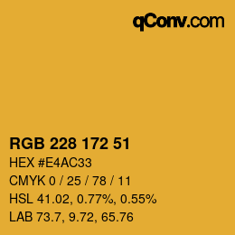 Color code: RGB 228 172 51 | qconv.com