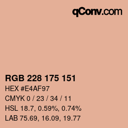 颜色代码: RGB 228 175 151 | qconv.com