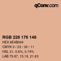 Color code: RGB 228 176 148 | qconv.com