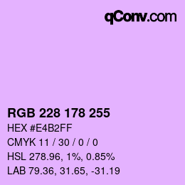 Color code: RGB 228 178 255 | qconv.com