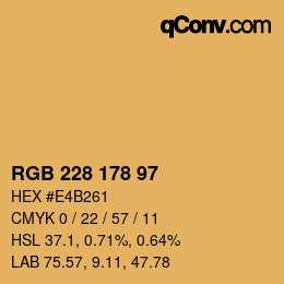 Color code: RGB 228 178 97 | qconv.com