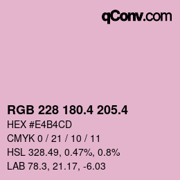 カラーコード: RGB 228 180.4 205.4 | qconv.com