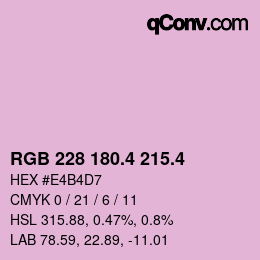 カラーコード: RGB 228 180.4 215.4 | qconv.com