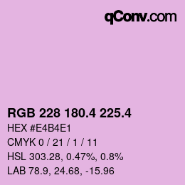 カラーコード: RGB 228 180.4 225.4 | qconv.com