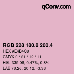 カラーコード: RGB 228 180.8 200.4 | qconv.com
