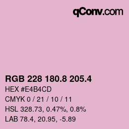 カラーコード: RGB 228 180.8 205.4 | qconv.com