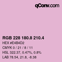 カラーコード: RGB 228 180.8 210.4 | qconv.com
