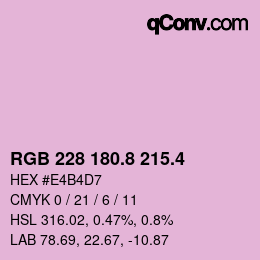 カラーコード: RGB 228 180.8 215.4 | qconv.com
