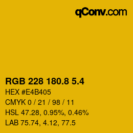 カラーコード: RGB 228 180.8 5.4 | qconv.com