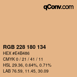 Color code: RGB 228 180 134 | qconv.com
