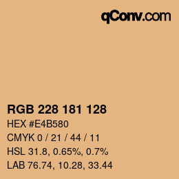 Color code: RGB 228 181 128 | qconv.com