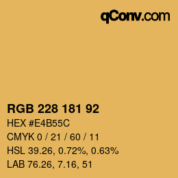 Color code: RGB 228 181 92 | qconv.com