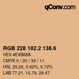 カラーコード: RGB 228 182.2 138.6 | qconv.com