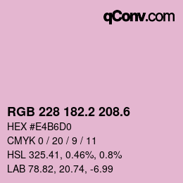 カラーコード: RGB 228 182.2 208.6 | qconv.com