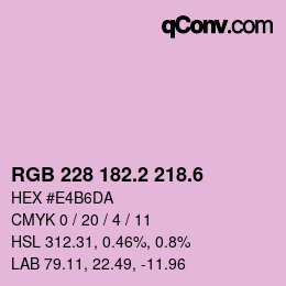 カラーコード: RGB 228 182.2 218.6 | qconv.com