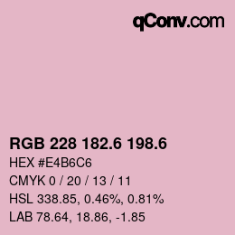 カラーコード: RGB 228 182.6 198.6 | qconv.com