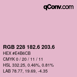 カラーコード: RGB 228 182.6 203.6 | qconv.com