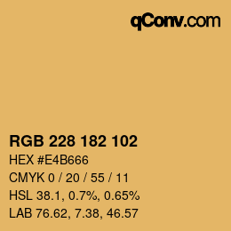 颜色代码: RGB 228 182 102 | qconv.com