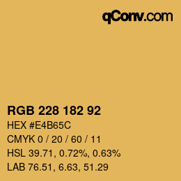 Color code: RGB 228 182 92 | qconv.com