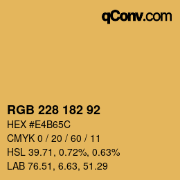 Color code: RGB 228 182 92 | qconv.com