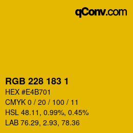 Color code: RGB 228 183 1 | qconv.com