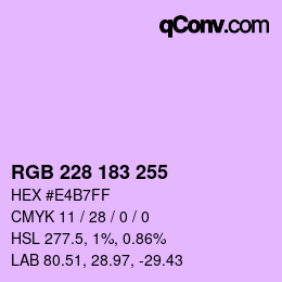 Color code: RGB 228 183 255 | qconv.com