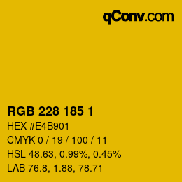 Color code: RGB 228 185 1 | qconv.com