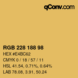 Color code: RGB 228 188 98 | qconv.com