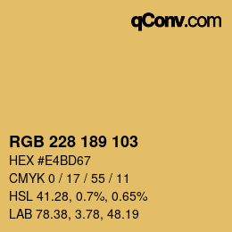 颜色代码: RGB 228 189 103 | qconv.com