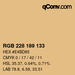 Color code: RGB 228 189 133 | qconv.com
