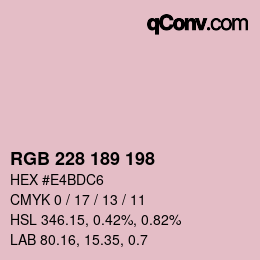 カラーコード: RGB 228 189 198 | qconv.com