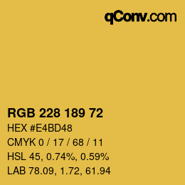 Color code: RGB 228 189 72 | qconv.com