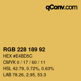 Color code: RGB 228 189 92 | qconv.com