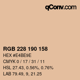 カラーコード: RGB 228 190 158 | qconv.com